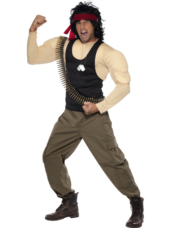 Rambo Costume, Muscle Top & Trousers