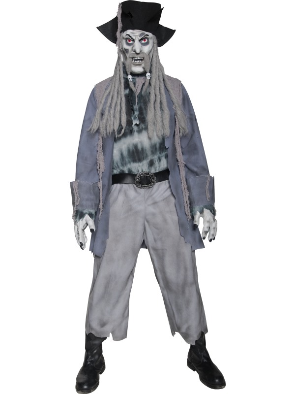 Deluxe Zombie Ghost Pirate Costume, Top, Trousers