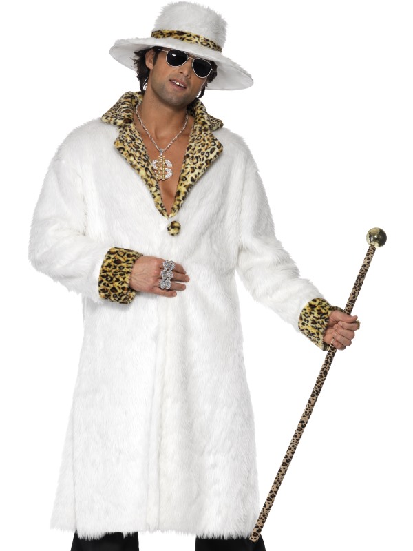 Pimp Costume, White and Leopard Skin