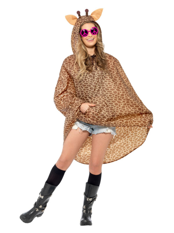 Giraffe Party Poncho, Brown