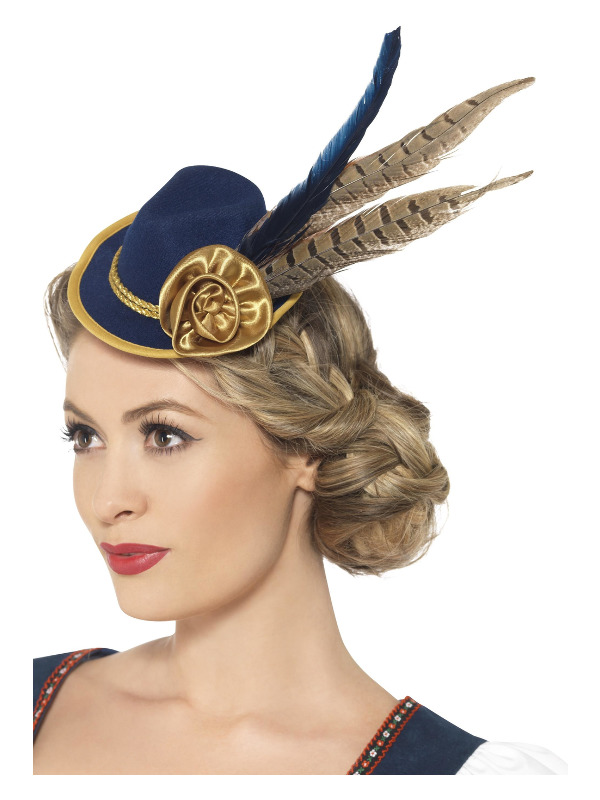 Authentic Bavarian Festival Mini Hat, Blue