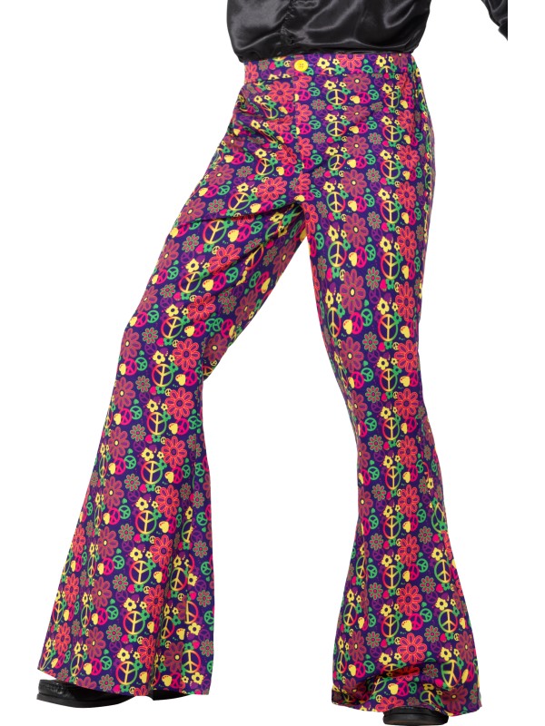 60s Psychedelic CND Flared Trousers, Mens