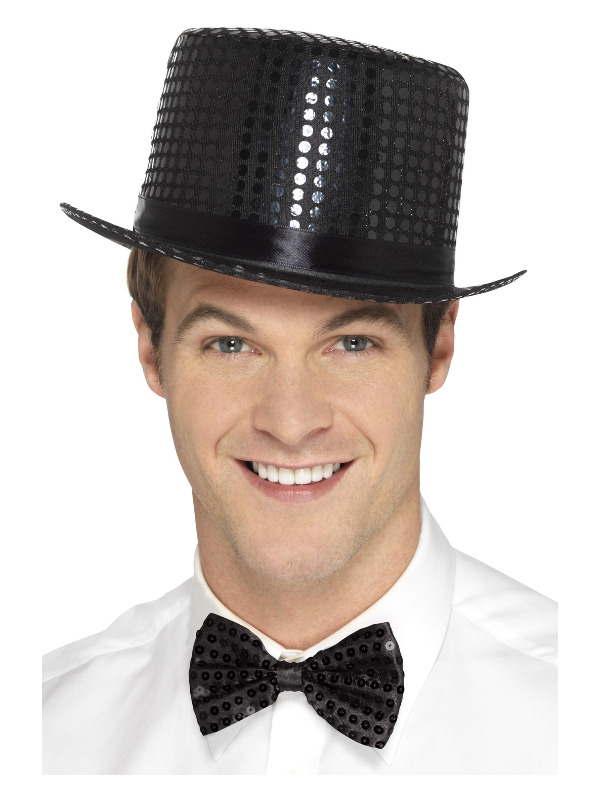 Sequin Top Hat, Black