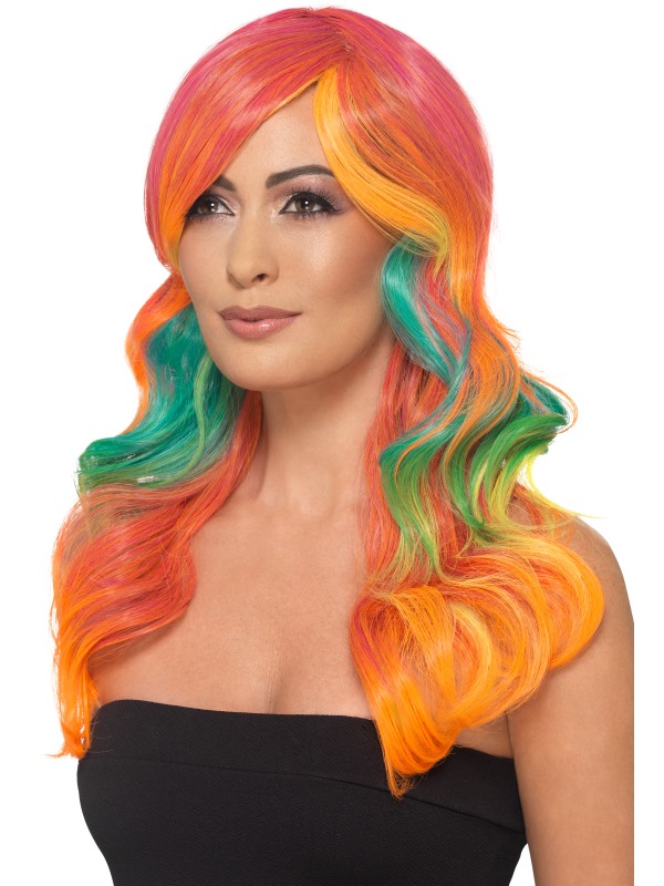 Fashion Rainbow Wig, Wavy, Long