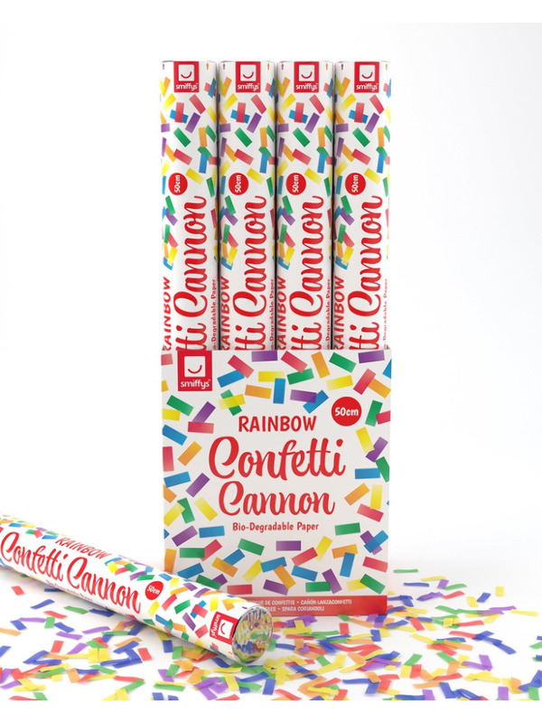 50cm Party Time Confetti Cannon, Rainbow, DB of 12