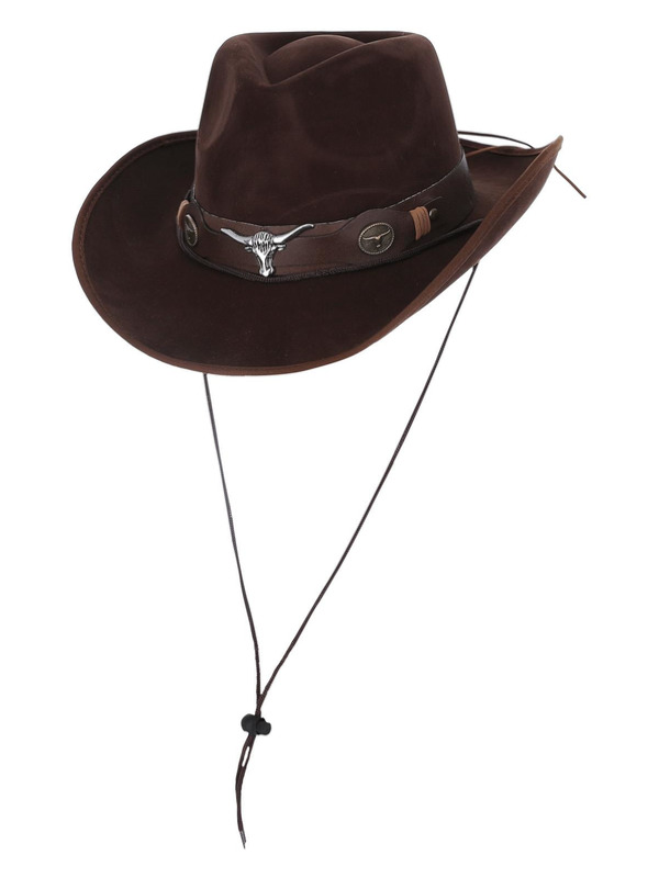 Brown Mock Leather Western Cowboy Hat