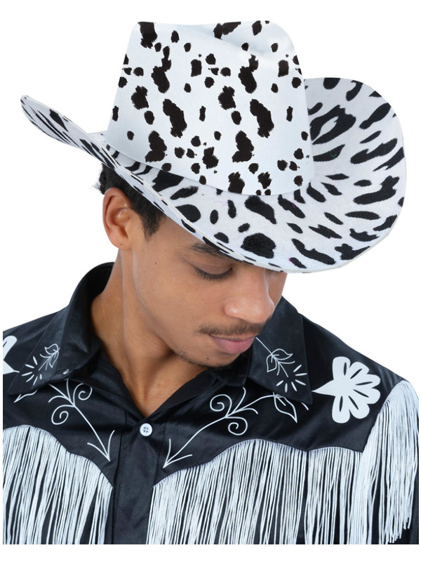 Cow Print Cowboy Hat, with Cord