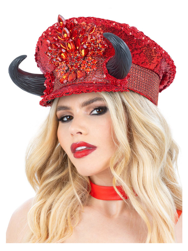 Fever Deluxe Devil Sequin Captains Hat