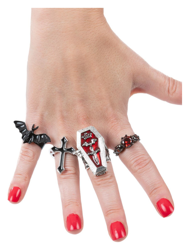 Assorted Gothic Vampire Rings, 4Pk