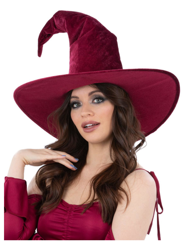 Burgundy Velour Witch Hat