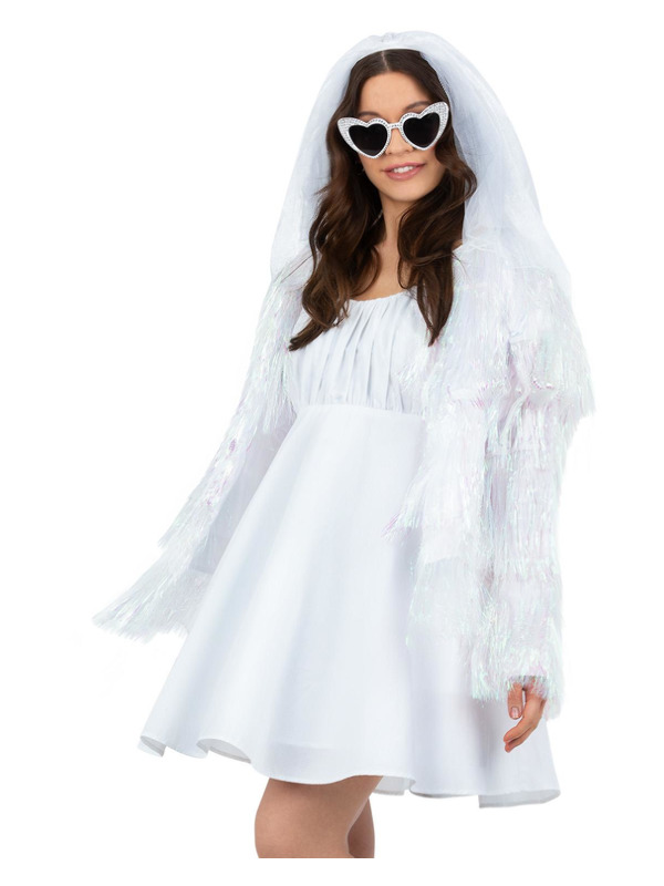 Fever Tinsel Festival Jacket, Iridescent White